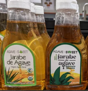 Agave syrup bottles