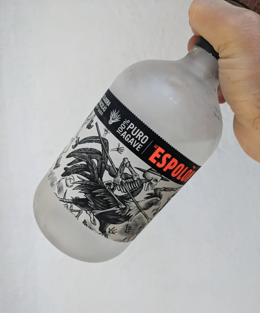 Bottle of Espolon tequila from the freezer