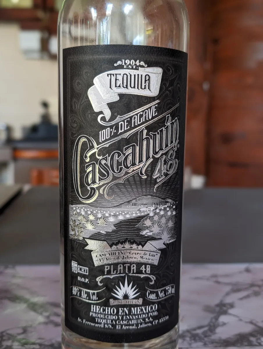 Bottle of Cascahuin Plata High Proof Tequila