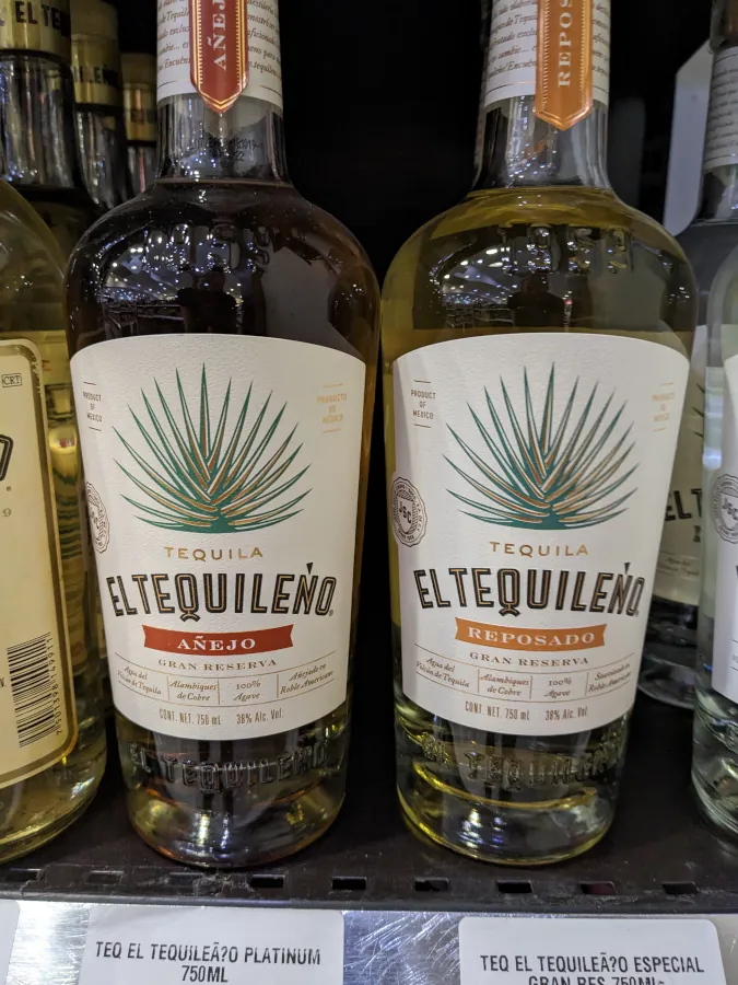 Bottles of El Tequileño additive free tequila