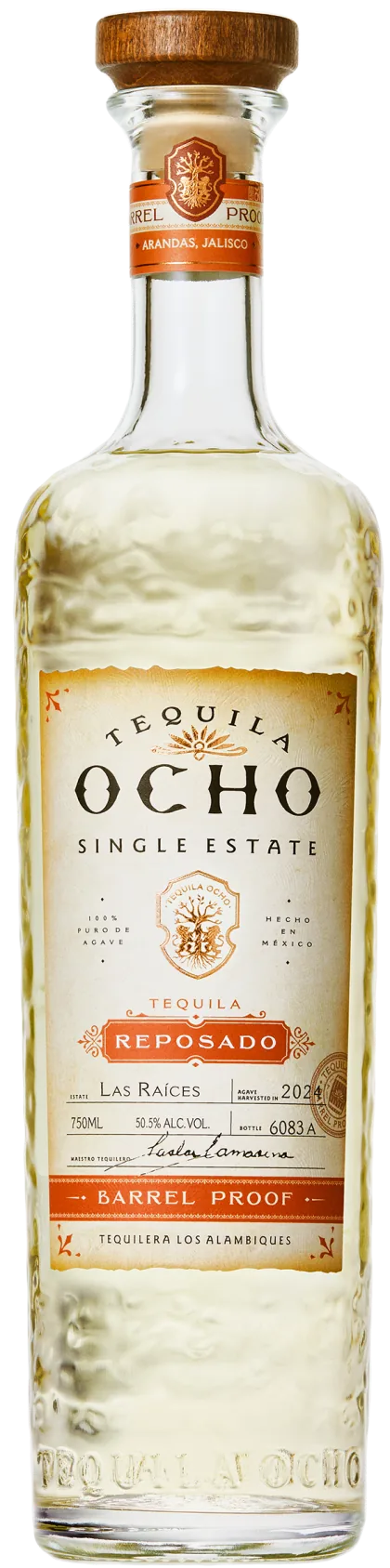 Tequila Ocho Barrel Proof Reposado · Las Raíces 2024 bottle