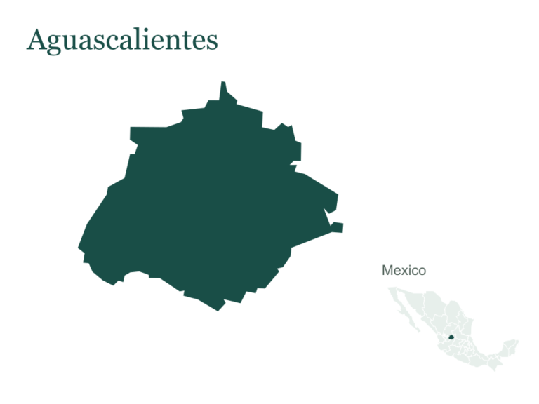 Aguascalientes outline and location within Mexico