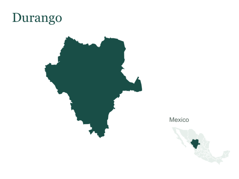 Durango outline and location within Mexico
