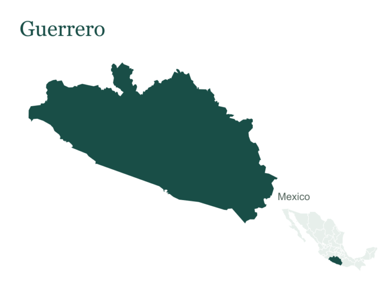 Guerrero outline and location within Mexico