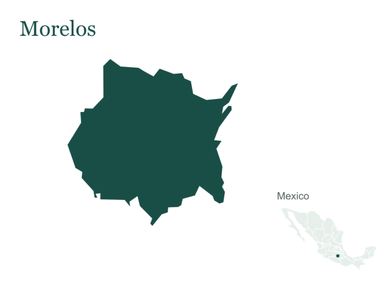 Morelos outline and location within Mexico