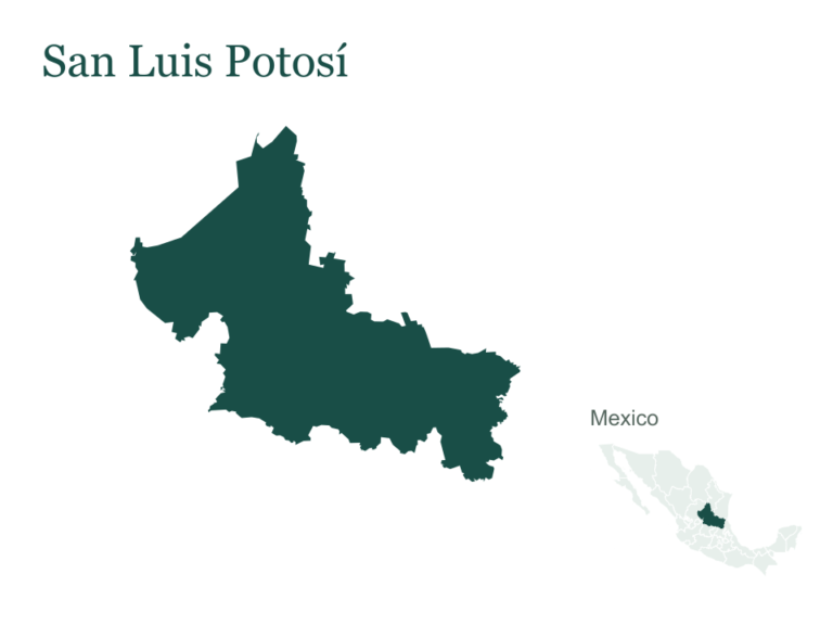 San Luis Potosí outline and location within Mexico