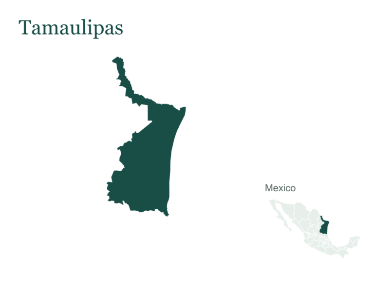 Tamaulipas outline and location within Mexico