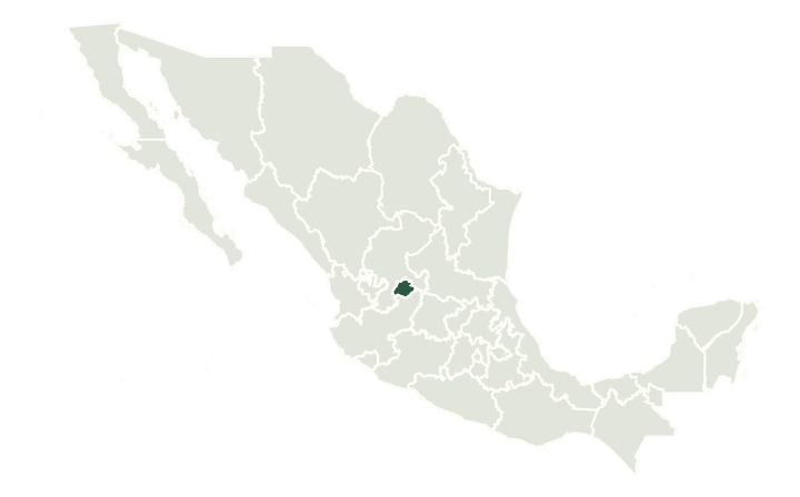 Aguascalientes highlighted within Mexico