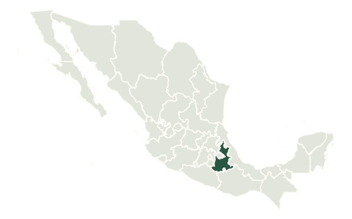 Puebla highlighted within Mexico