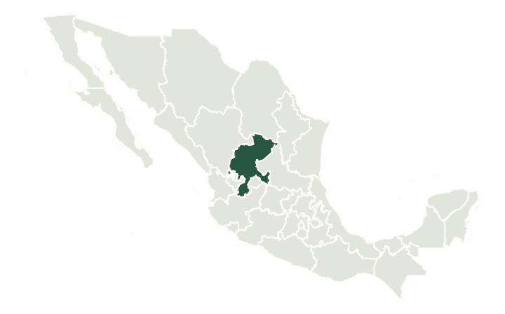 Zacatecas highlighted within Mexico